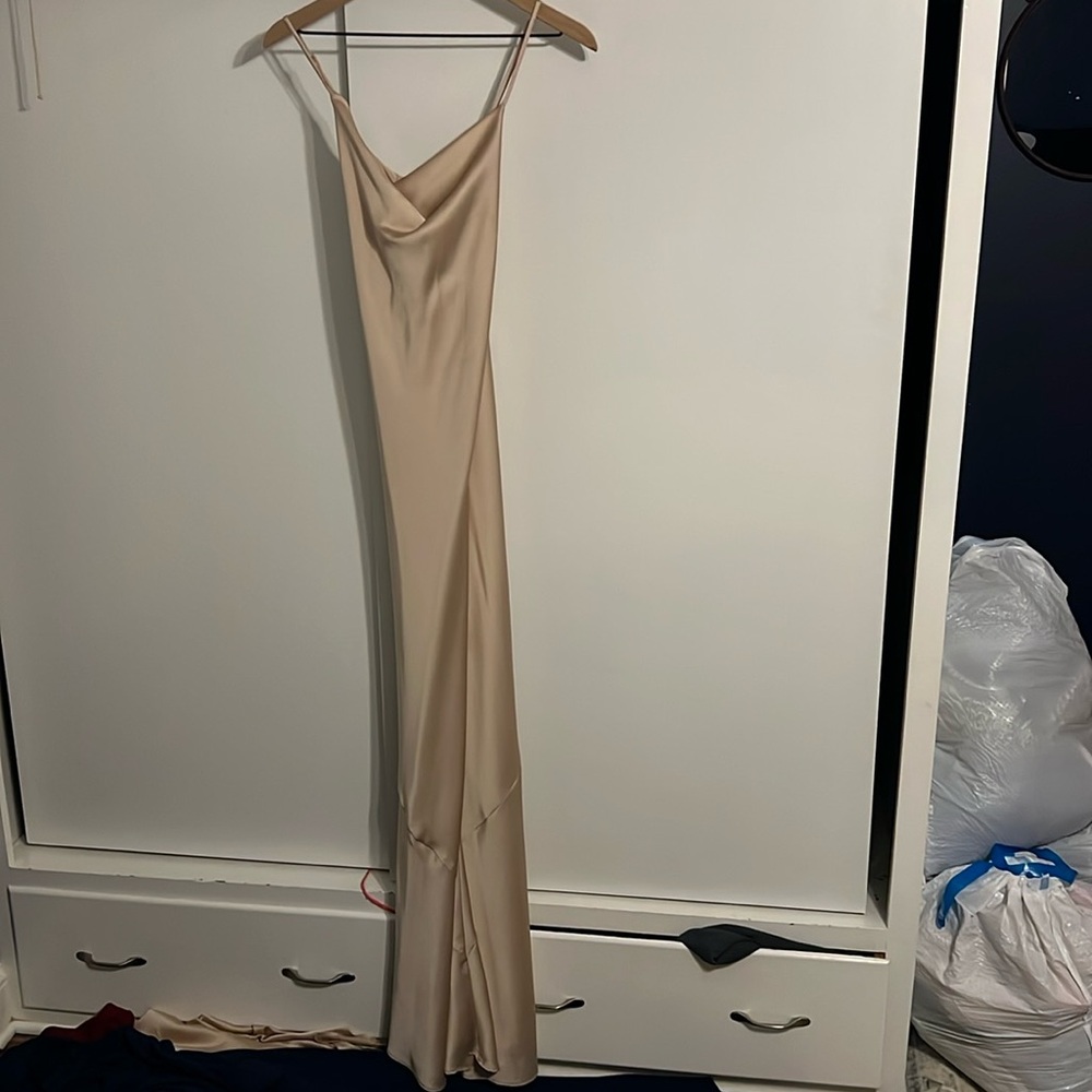 Mumu silk champagne bridesmaid dress